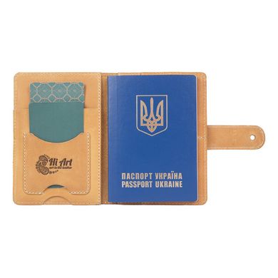 Кожаное портмоне для паспорта / ID документов HiArt PB-02/1 Shabby Honey "Buta Art"