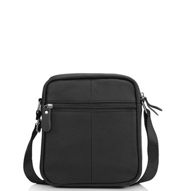 Мужская кожаная сумка через плечо маленькая черная Tiding Bag A25F-8017A Черный