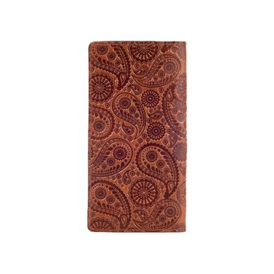 Эргономический бумажник с глянцевой кожи янтарного цвета на 14 карт с авторским художественным тиснением "Buta Art"