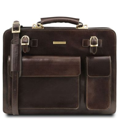TL141268 Темно-коричневый Venezia - Кожаный портфель на 2 отделения от Tuscany