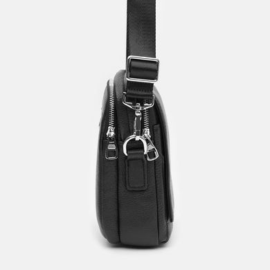 Чоловіча шкіряна сумка Ricco Grande K12053, чорна, середнього розміру, вертикальна, містка, стильна