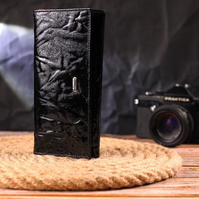 Фактурний горизонтальний жіночий гаманець з натуральної шкіри CANPELLINI 21649 Чорний