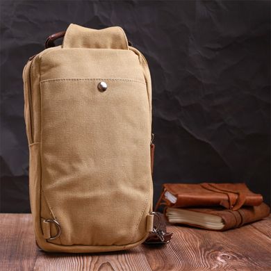 Интересная мужская сумка через плечо из плотного текстиля Vintage 22194 Песочный