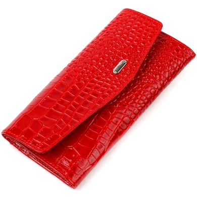 Привлекательное женское портмоне из натуральной кожи с тиснением под змею CANPELLINI 21699 Красный