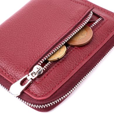 Симпатичный кожаный кошелек для женщин на молнии с тисненым логотипом производителя ST Leather 19491 Бордовый