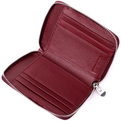 Симпатичний шкіряний гаманець для жінок на блискавці з тисненим логотипом виробника ST Leather 19491 Бордовий