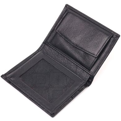 Вертикальный небольшой кожаный кошелек без застежки KARYA 21362 Черный