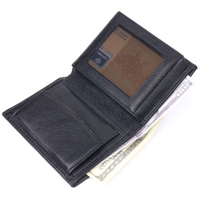 Вертикальный небольшой кожаный кошелек без застежки KARYA 21362 Черный