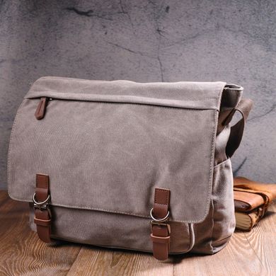 Вместительная горизонтальная мужская сумка для ноутбука из текстиля 21241 Vintage Серая