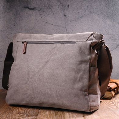 Містка горизонтальна чоловіча сумка для ноутбука з текстилю 21241 Vintage Сіра