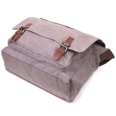 Містка горизонтальна чоловіча сумка для ноутбука з текстилю 21241 Vintage Сіра
