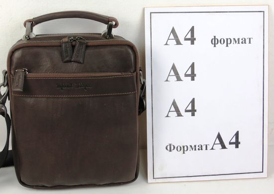 Шкіряна чоловіча сумка барсетка Mykhail Ikhtyar, Україна коричнева