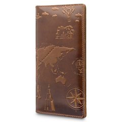 Бурштиновий шкіряний гаманець з авторським художнім тисненням "7 wonders of the world"
