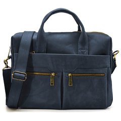 Мужская синяя кожаная сумка А4 RK-7122-3md TARWA Синий