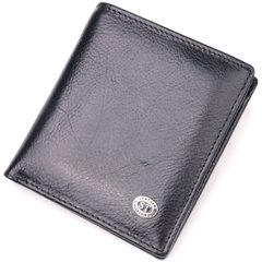 Компактный бумажник для денег из натуральной гладкой кожи ST Leather 19418 Черный