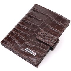 Компактний чоловічий гаманець із натуральної шкіри з тисненням під крокодила KARYA 21386 Коричневий