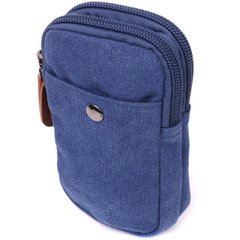 Практичная сумка-чехол на пояс с металлическим карабином из текстиля Vintage 22226 Синий