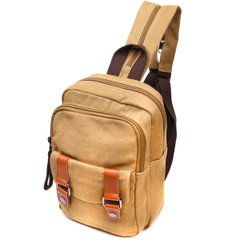 Удобная сумка-рюкзак в стиле милитари с двумя отделениями из плотного текстиля Vintage 22166 Песочный