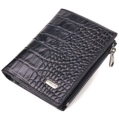 Вертикальний гаманець з натуральної шкіри з тисненням під крокодила CANPELLINI 21673 Чорний