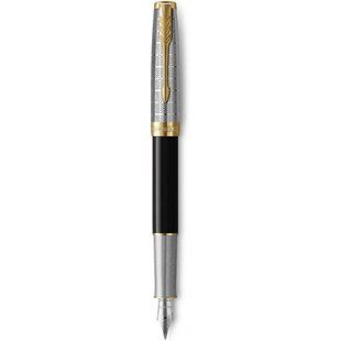 Перьевая ручка Parker SONNET Metal & Black Lacquer GT FP F Золотистый 68 111
