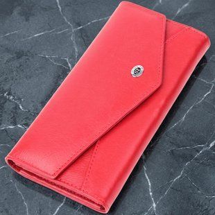 Женский кошелек с геометрическим клапаном из натуральной кожи ST Leather 22545 Красный