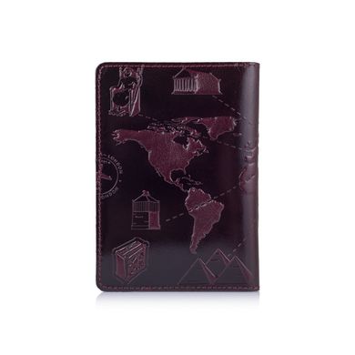 Портмоне кожаное фиолетовое для документов c вложением ПВХ , коллекция "7 Wonders of the World"