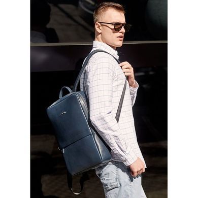 Темно-синий кожаный мужской рюкзак Foster Blanknote BN-BAG-39-navy-blue