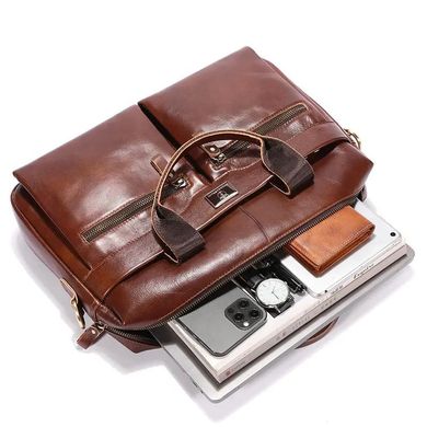 Кожаная сумка мужская Bull GW0560B для ноутбука и документов Коньячный