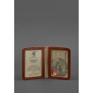 Натуральная кожаная обложка для ID-паспорта и водительских прав 4.0 светло-коричневая Blanknote BN-KK-4-k