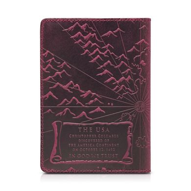 Фиолетовая дизайнерская кожаная обложка для паспорта с отделением для карт, коллекция "Discoveries"