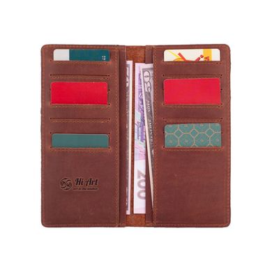 Износостойкий кожаный бумажник коньячного цвета на 14 карт