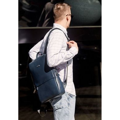 Темно-синий кожаный мужской рюкзак Foster Blanknote BN-BAG-39-navy-blue