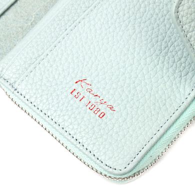 Цікавий вертикальний жіночий гаманець із натуральної шкіри KARYA 21157 Блакитний