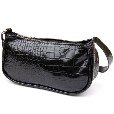 Компактна сумка-багет з шкірозамінника під екзотику Vintage sale_14925 Чорна