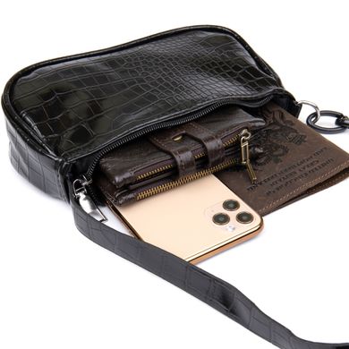Компактная сумка-багет из кожзаменителя под экзотику Vintage sale_14925 Черная