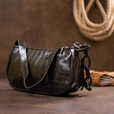 Компактна сумка-багет з шкірозамінника під екзотику Vintage sale_14925 Чорна