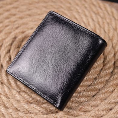 Компактный бумажник для денег из натуральной гладкой кожи ST Leather 19418 Черный