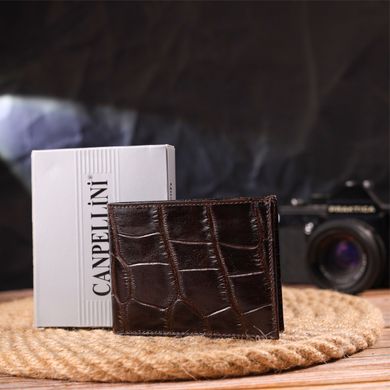Мініатюрне чоловіче портмоне із натуральної фактурної шкіри CANPELLINI 21521 Коричневе