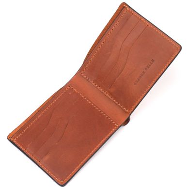Надежный мужской кожаный кошелек в два сложения Украина GRANDE PELLE 16738 Светло-коричневый
