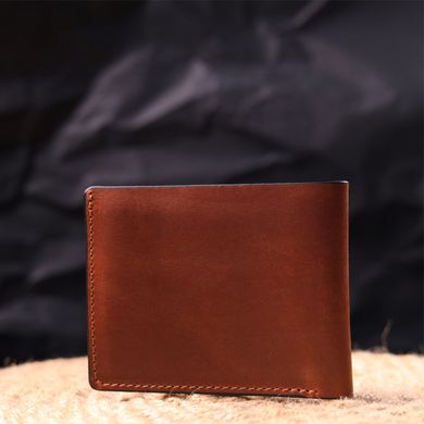 Надежный мужской кожаный кошелек в два сложения Украина GRANDE PELLE 16738 Светло-коричневый