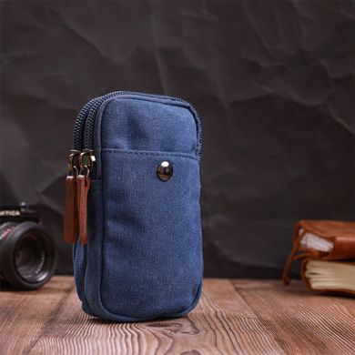 Практична сумка-чохол на пояс із металевим карабіном із текстилю Vintage 22226 Синій