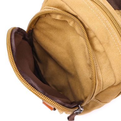Зручна сумка-рюкзак у стилі мілітарі з двома відділеннями із щільного текстилю Vintage 22166 Пісочний
