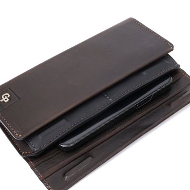 Вертикальний гаманець із відділенням для телефону з натуральної шкіри GRANDE PELLE 11645 Коричневий