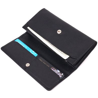 Вместительный женский кожаный кошелек в два сложения KARYA 21336 Черный