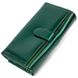 Лакований жіночий гаманець із блоком для візиток з натуральної шкіри ST Leather 19424 Зелений