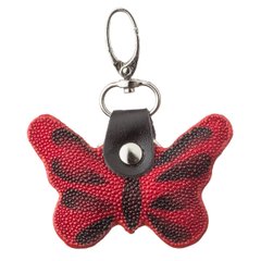 Брелок сувенир бабочка STINGRAY LEATHER 18541 из натуральной кожи морского ската Красный