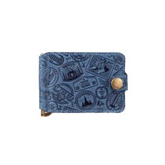 Блакитний дизайнерський Затискач для грошей з натуральної матової шкіри, колекція "Let's Go Travel"