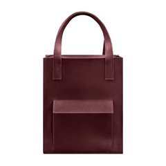 Натуральная кожаная женская сумка шоппер Бэтси с карманом бордовая Blanknote BN-BAG-10-1-vin-kr