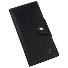 Бумажник мужской вертикальный из винтажной кожи на кнопках SHVIGEL 16182 Черный