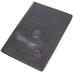 Современная кожаная обложка на паспорт с держателем для Apple AirTag GRANDE PELLE 11622 Черный
